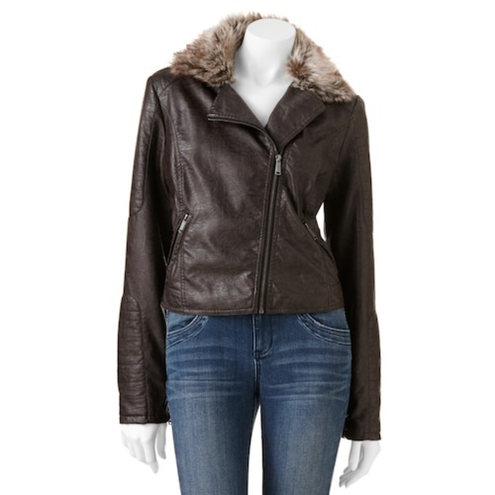 Brown Faux Leather Jacket